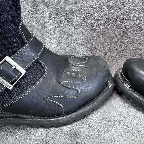 Milwaukee‎ Black Leather Motorcycle Biker Boots Flames Men\'s Size 12D main image 11